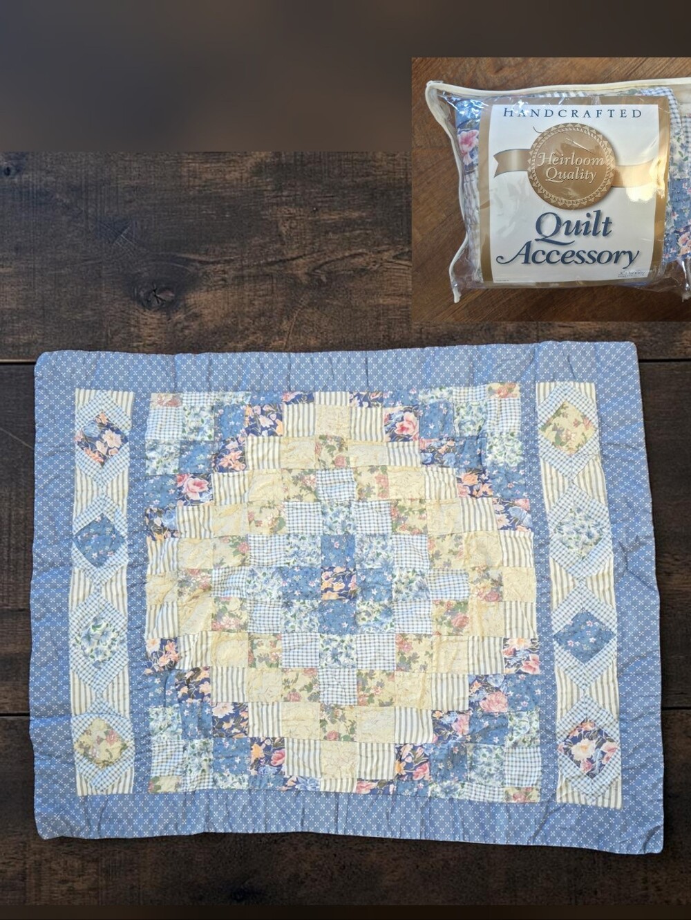 VTG NOS Quilted Pillow Sham JC Penny Home Collection BLUE DIAMOND